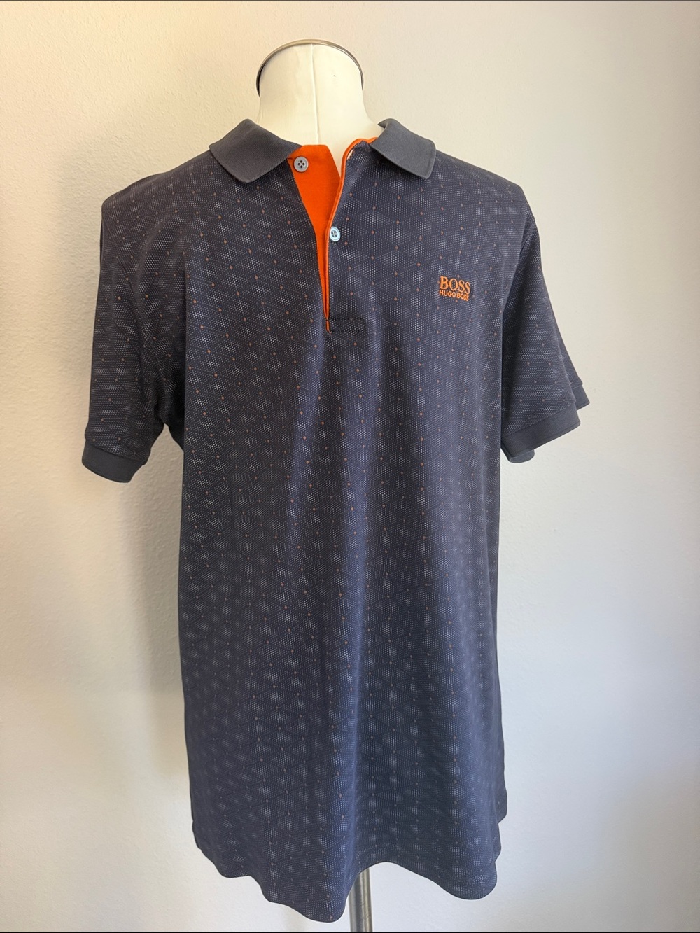 Boss Hugo Boss Navy Polo with Orange Inner Placket Sz XL